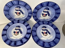 Harry And David Christmas SNOWMAN DESSERT PLATE Set Of 8 EUC