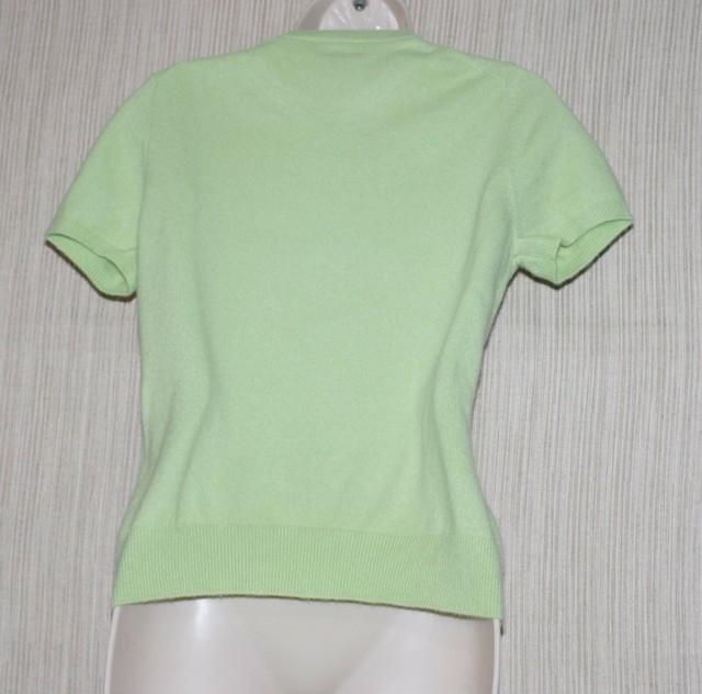 Lands'end Crew Neck Cashmere Lime Green Short Sleeve women's sweater SizeS 68 eBay
