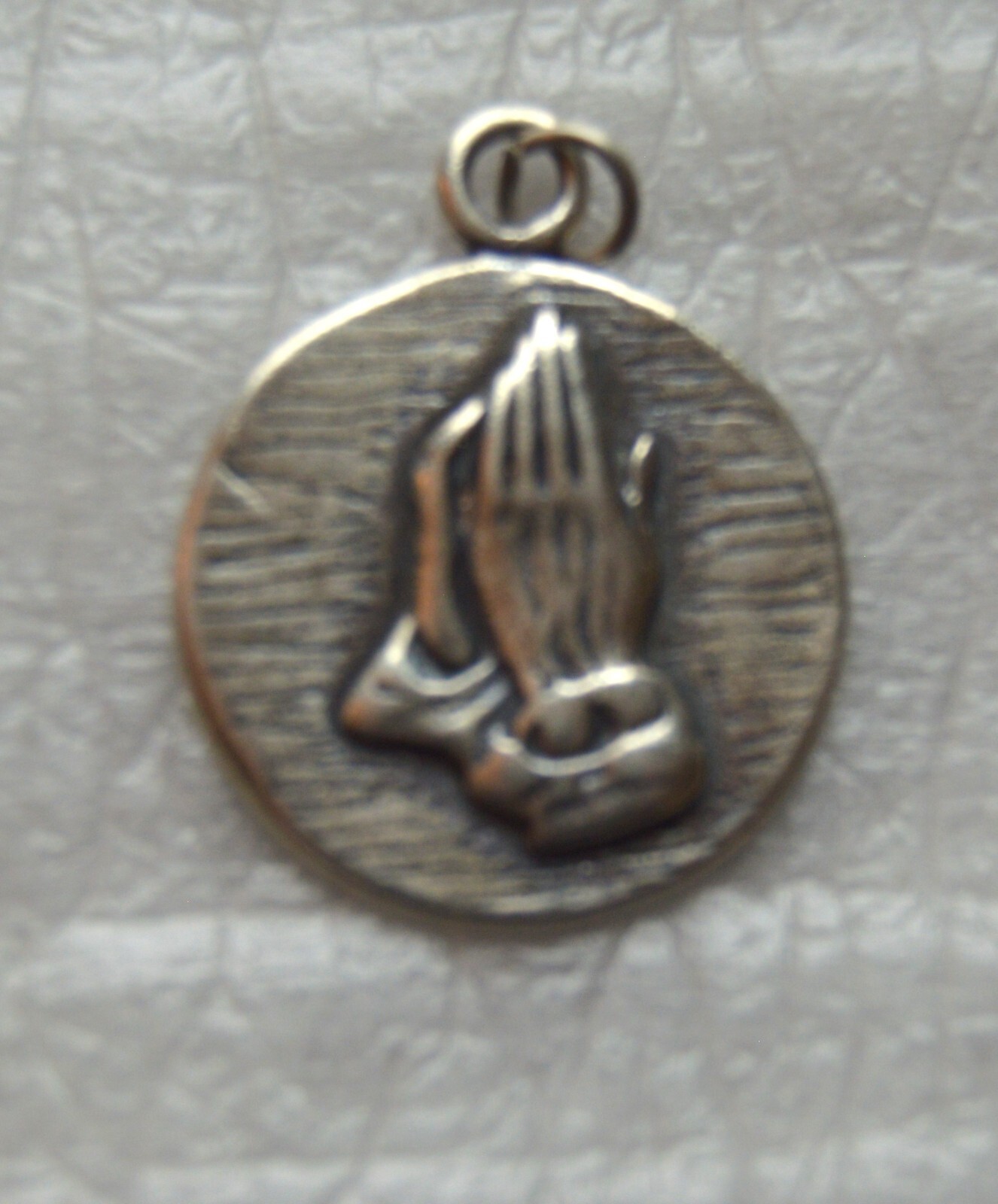 Silver Reversible Praying Hands & Prayer Oxidized Silver Charm ...
