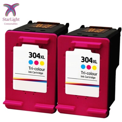 2 Tri-Colour 304XL Ink Cartridge Fits For HP Envy 5010 5020 5030 5032 ...