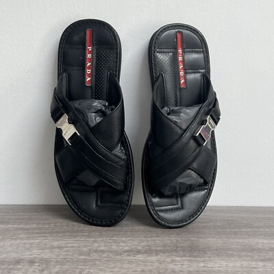 New   Prada Logo Men’s  Leather Crisscross Sport Sandals. Sz 7UK / 8US.  $850 Prada Men main image 3