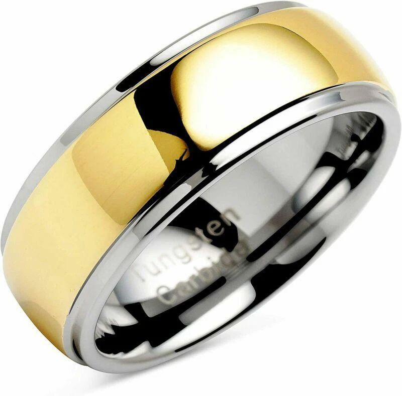 100S JEWELRY Tungsten Rings for Men Women Wedding Band Two Tones