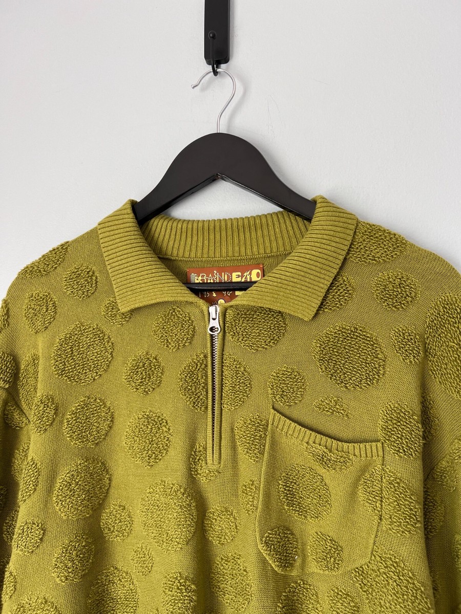 Brain Dead Dot Half Zip Sweater - Size Medium - Green - NEW
