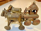 Vintage large handcast Brass/Bronze Bullock Cart, figurine & two bulls -- (G26) — photo 9