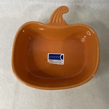 Chantal Orange Pumpkin Bowl Dish 3 cup Bake Freeze Serve Stoneware Casserole