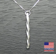 Sterling Silver Solid Unique Twisted Long Bar Pendant Box Necklace 20 inches