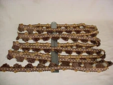 14-1/8Y Lee Jofa TL10025 Essex Scallop Chocolate Brass Fringe Border Trim 