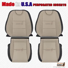 2010 - 2015 Chevy Camaro Driver Passenger Perforated Leather Cover Beige/Black