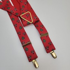 Vtg Red Christmas Santa Suspenders CAS West Germany X-Back Clip On Adjustable