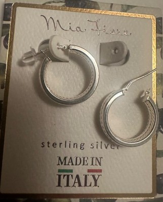 Mia Fiore Italy Sterling Silver Cable Design Hoop Earrings 925 NWT
