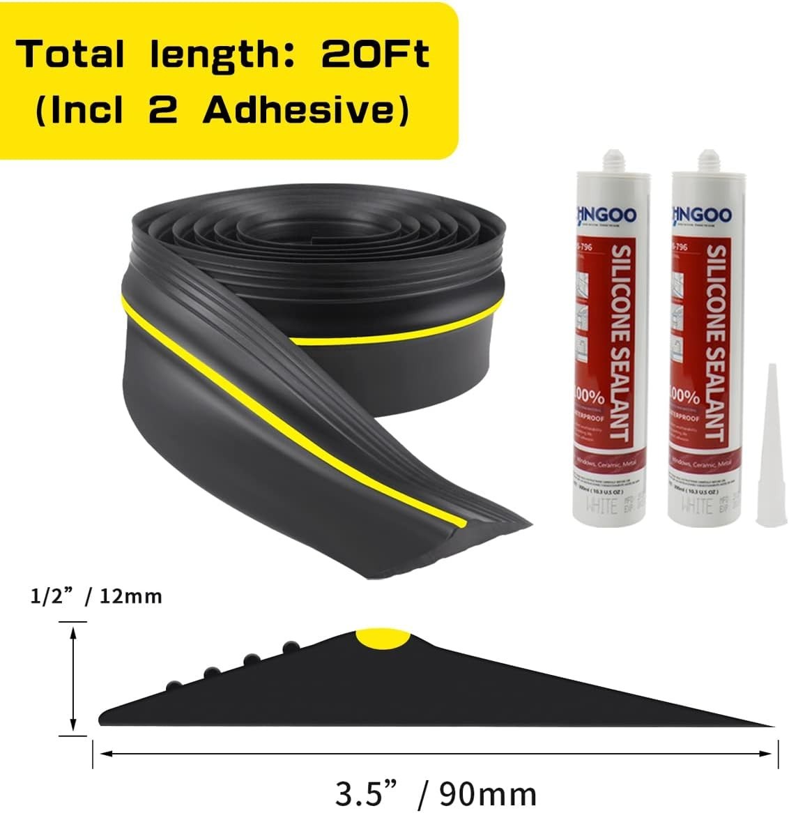 EPDM Rubber Garage Door Bottom Seal Strip 20FT, DIY Install