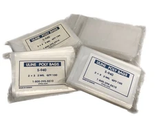 (Lot of ~360) ULINE Clear Polyethylene Bags 2"x3” 2mil Open-Top S-940