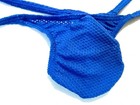 Men's Size L (USA-M) Sheer See Through T-Back Thong - Blue - Waffled Fabric — photo 3