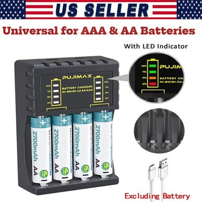 Intelligent Battery Charger 4Slot For AA&AAA NI-CD/MH Rechargeable Batteries Lot