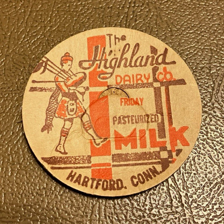 The Highland Dairy Co. Hartford, Conn. Pasteurized Milk Bottle Cap | eBay