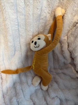 Medium Ginger and Beige Hanging Monkey Stuffed Animal Plush Toy, Washable 15 