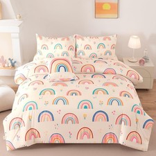 Rainbow Girls Bedding Set Full Size, Love Hearts Rainbow Comforter Set Full B...