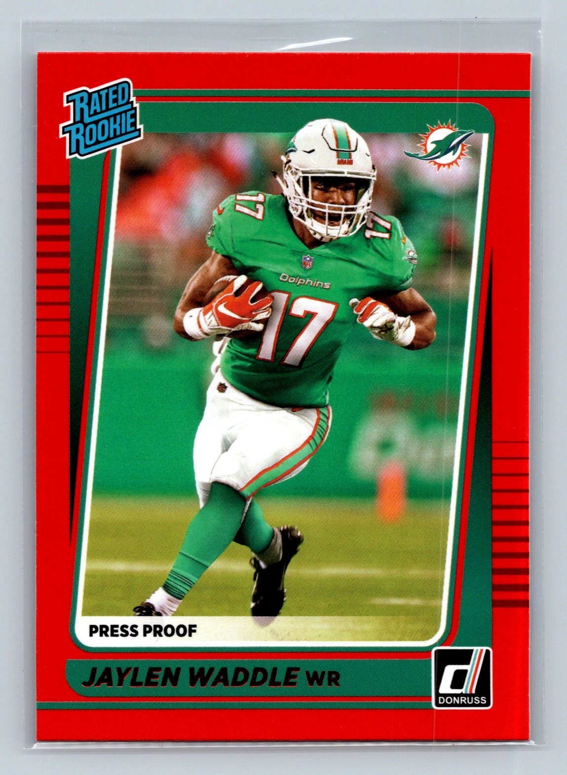 2021 Donruss Jaylen Waddle Rated Rookie Red Press Proof Dolphins (RC)