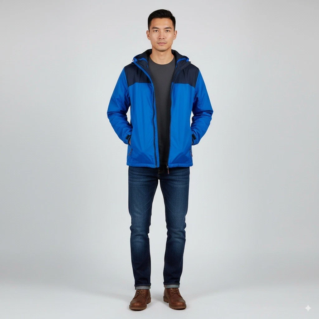 Hawke & Co Sport Men's Blue Hooded Windbreaker Jacket Size Small Performance
