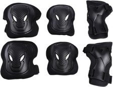 Adults Teens Unisex Adjustable Knee Elbow Wrist Braces Protective Pads black