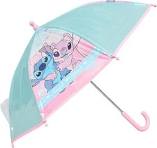 Official Licenced Disney Stitch Kids Umbrella Girls Pink and Blue Angel Design