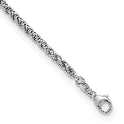 Sterlingsilber rhodiniert poliert 3,0 mm Weizen Kette Armband 7,5'' 6,24 gm