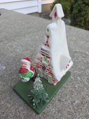 Vintage Florabelle Flowers Plastic Santa's Workshop Tabletop Blowmold