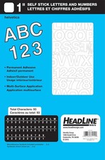 Headline Sign 31112 Stick-On Vinyl Letters and Numbers, White, 1 inch, White