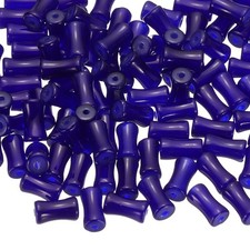 100 Pcs Glass Tube Beads, 6x12mm Bamboo Stick Tube Beads, Dark Blue