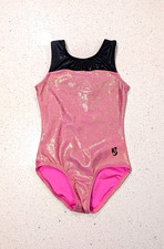BEAUTIFUL Kbee Gymnastics Dance Leotard Large CL 10-11 Salmon METALLIC Pixelated
