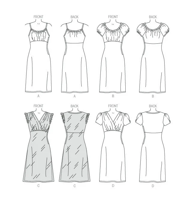 McCall 7129 Sz 8-24 EASY Empire Waist Gathered Bodice Dress Raglan Pattern - Image 4 of 4