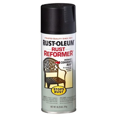 Black,  Stops Rust, Rust Reformer Flat Spray Paint- 215215, 10.25 oz