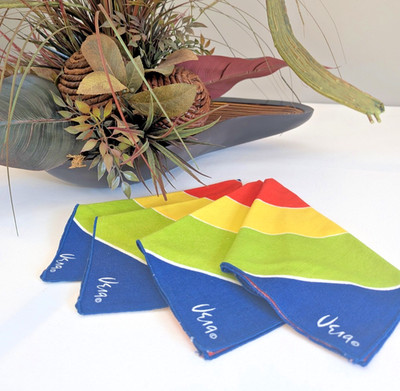 4 Vintage VERA NEUMANN 16'' Sq. Dinner Napkins  Geometric Colorful Never Used