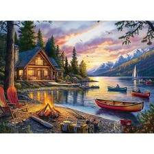 Jigsaw Puzzle for Adults 500 Pieces 500 Piece Puzzle with Scenic Cabin, Int...