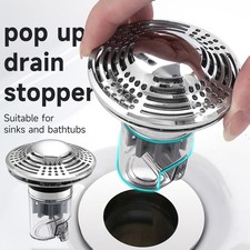 1-2 Pack Bathroom Sink Stopper Pop Up Hair Catcher Wash Basin Core Bounce Filter