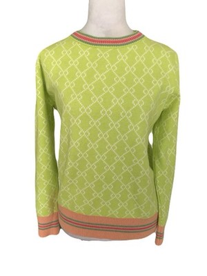 Frankie s Melbourne Medium Lime/Chartreuse Pull Over Stripe Trim Sweater