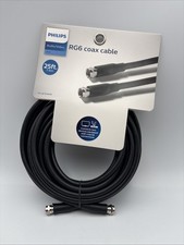 Philips 25 ft (7.6 m) Audio/Video RG6 Coax Cable - Universal - Black - Brand New