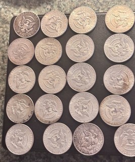 1964 Kennedy Half Dollars 90% Silver 20 Coin Roll (Phil. & Denver) 249 Grams