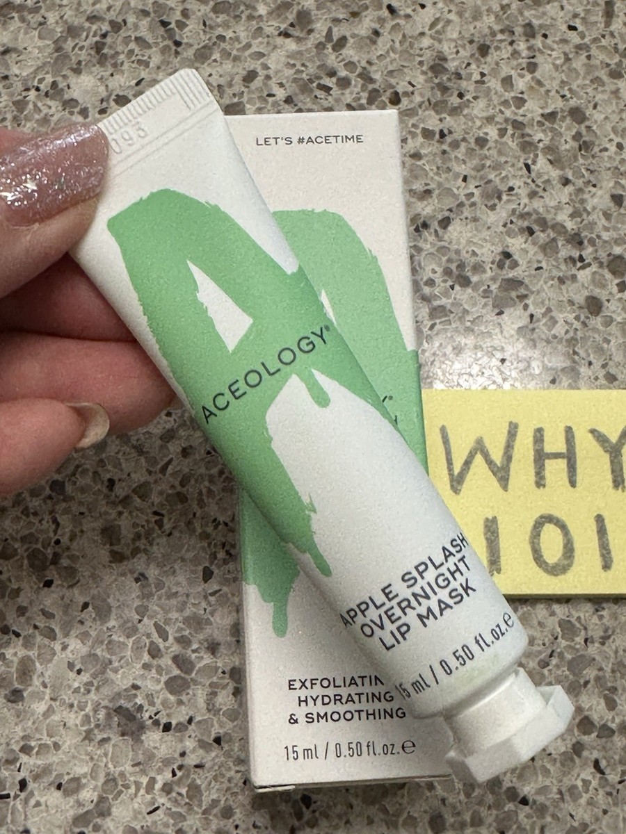 ACEOLOGY Overnight Lip Mask Exfoliate APPLE SPLASH .50oz/15mL FULL