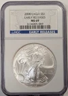 2008 American Silver Eagle - NGC MS69 Early Releases - A105