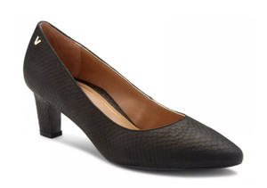 Vionic Black Snake Print Textured Block Heel Pumps US 11