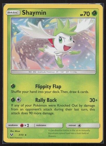Shaymin Shining Legends 7/73 Holo Rare SLG Pokemon TCG Card NM