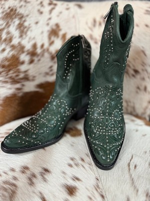 Rebecca White Cowboy Stiefel/Boots Golden Nappa Moutaine View Green