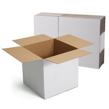 10x10x10 White Boxes Set of 15, White Corrugated Cardboard Boxes for Small Bu...