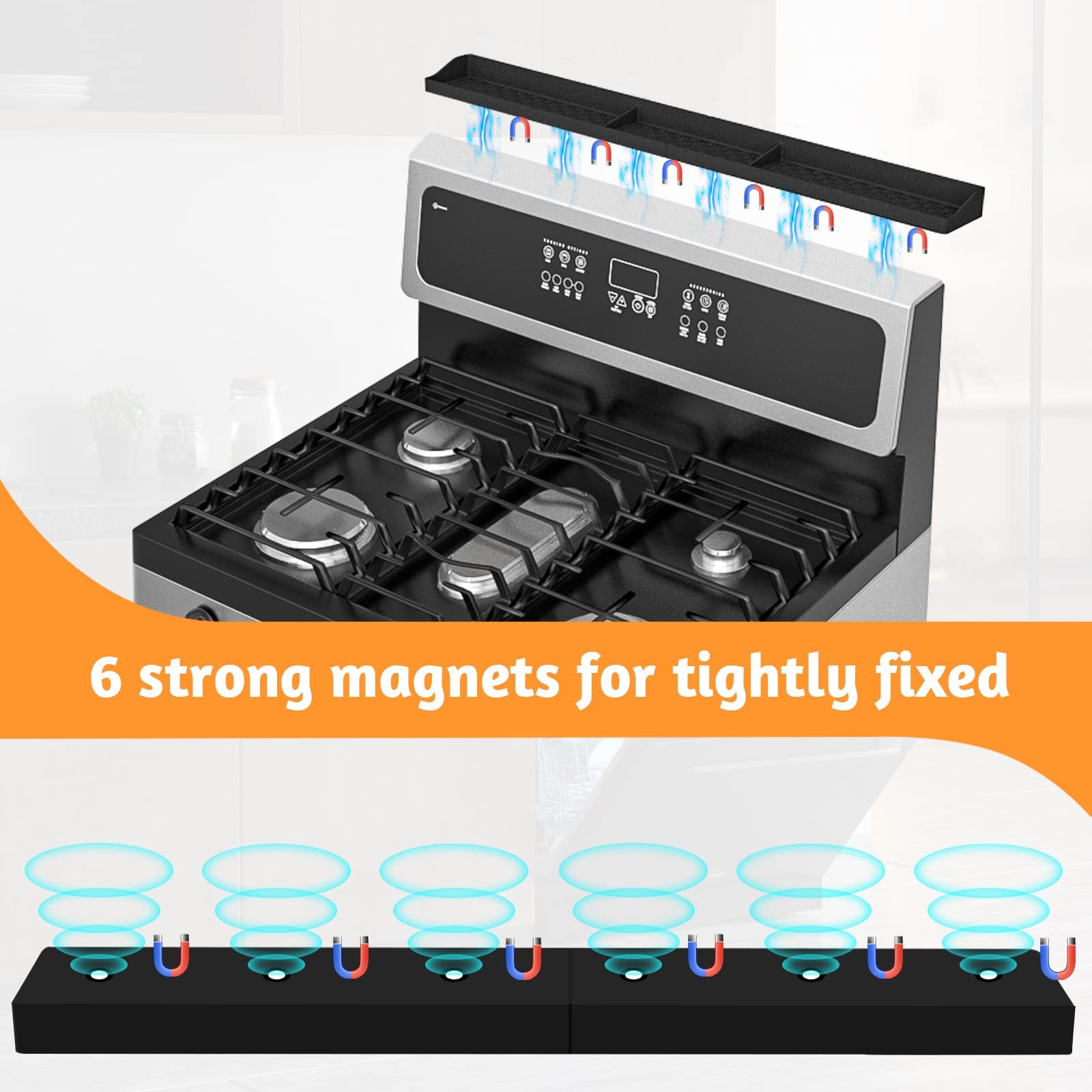 30 Inch Silicone Stove Top Shelf Magnetic for Kitchen Gadgets, Soft Flexible ...
