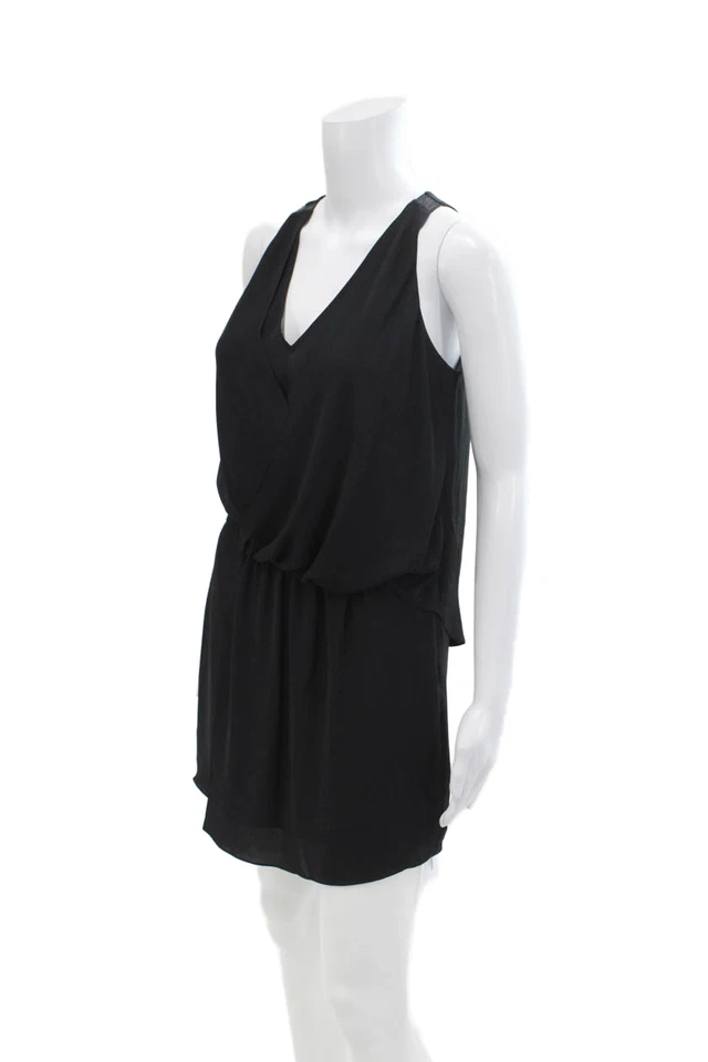 Vestido Elizabeth and James para mujer mezcla de seda cuello en V sin mangas línea A negro talla Foto 2 de 4