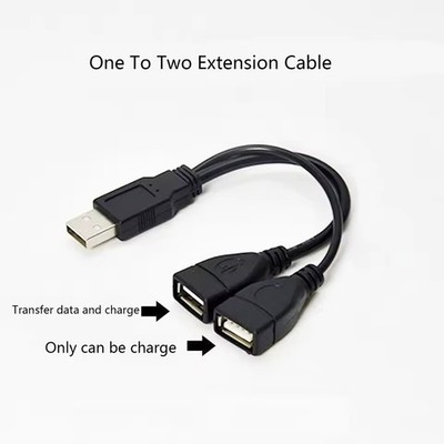 USB Splitter Kabel 1 bis 2 USB A Stecker auf Dual Buchse Y Kabel 0,15m Ladegerät Daten