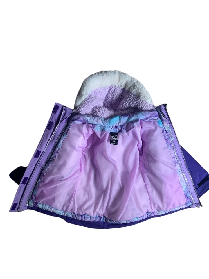 Abrigo de invierno Zero Xposure niñas 4/5 con capucha púrpura gris chaqueta forrada gruesa 3 en 1 Foto 3 de 4