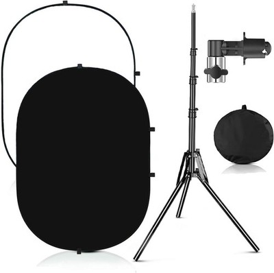 3.3x5ft/1x1.5m Chromakey Black White Backdrop with 6.23ft Stand, 2-in-1 Black...