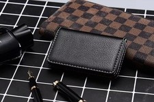 Black PU Leather Business Card Holder Slim Pocket Case Magnetic Buckle Portable